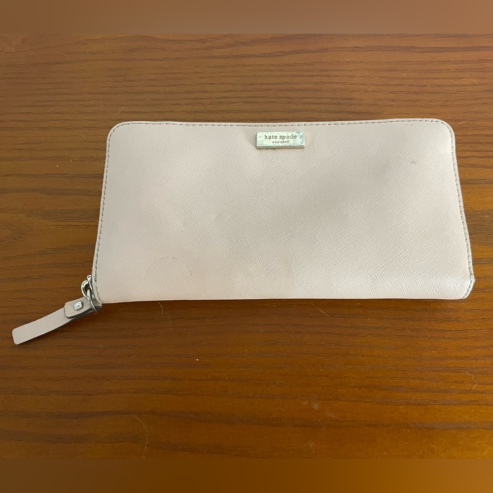 kate spade light pink zip-around wallet